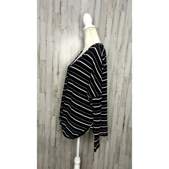 Out From Under Women's Size Medium Black Striped Buttoned Cardigan Sweater - Picture 4 of 5